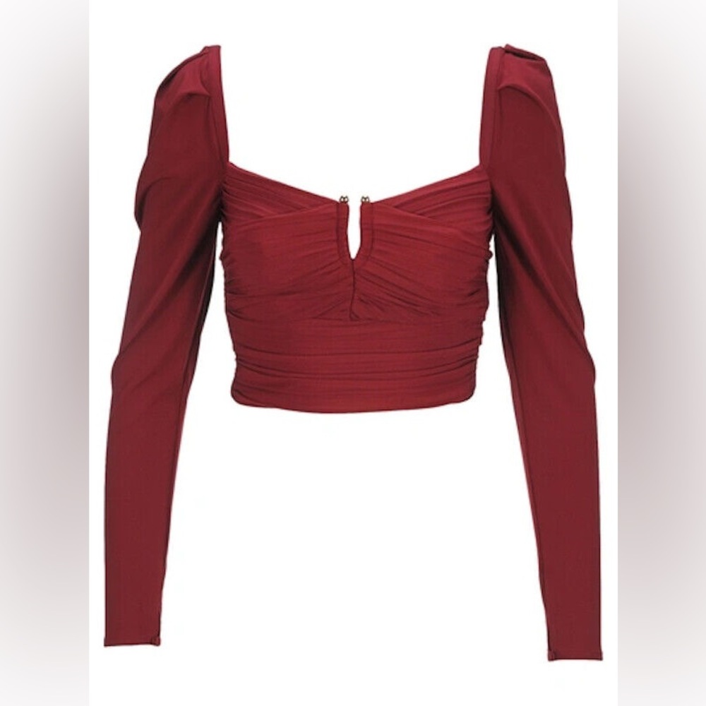 Self Portrait Gathered Jersey Crop Top